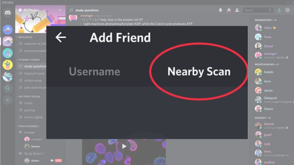 nearby scan add people in discord