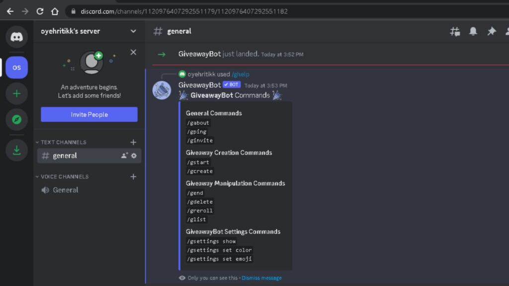 discord giveaway bot commands